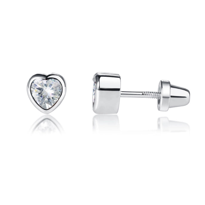 Sterling Silver Birthstone Heart Earrings Baby & Children