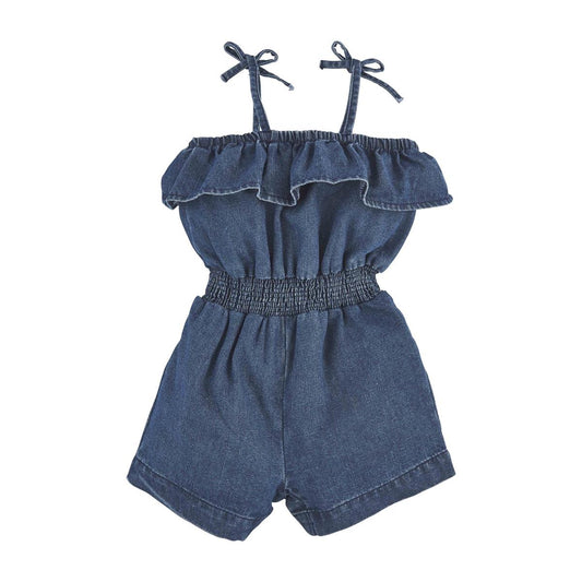 Ruffle denim romper