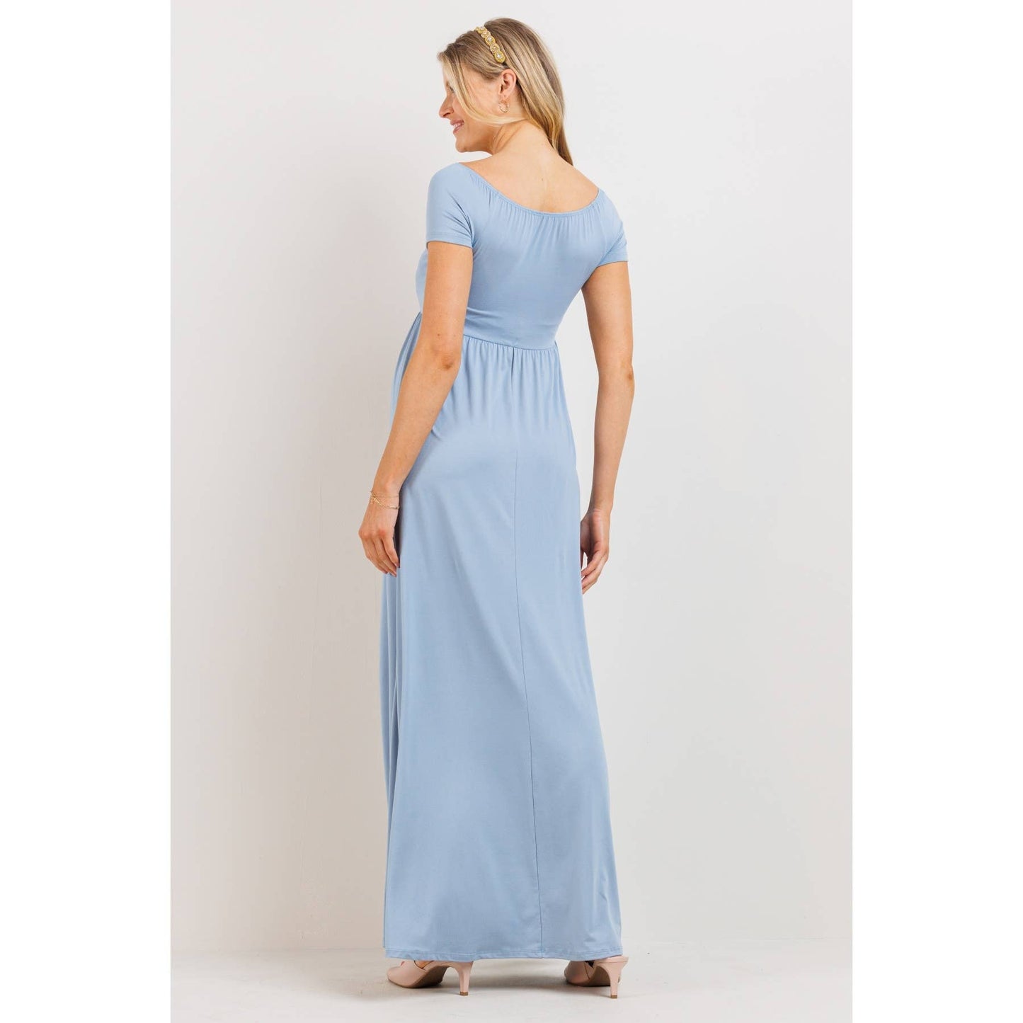 Off Shoulder Surplice Maternity Nursing Maxi Dress