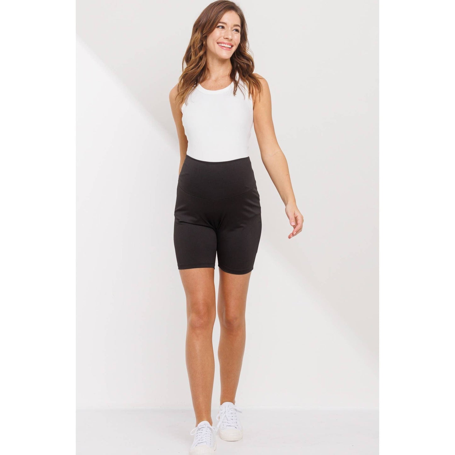 Over the Belly Solid Maternity Biker Shorts