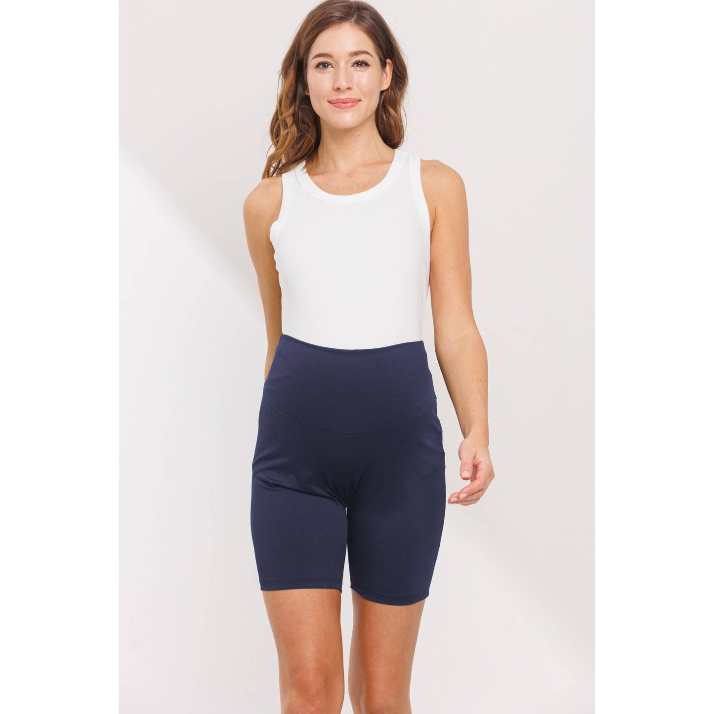 Over the Belly Solid Maternity Biker Shorts