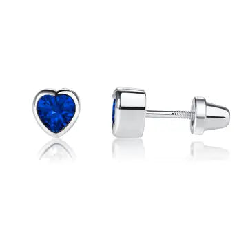 Sterling Silver Birthstone Heart Earrings Baby & Children