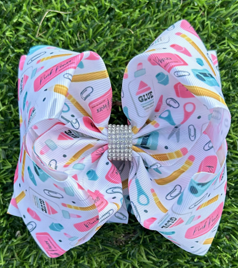 🎒 BACK TO SCHOOL DOUBLE LAYER HAIR BOWS.