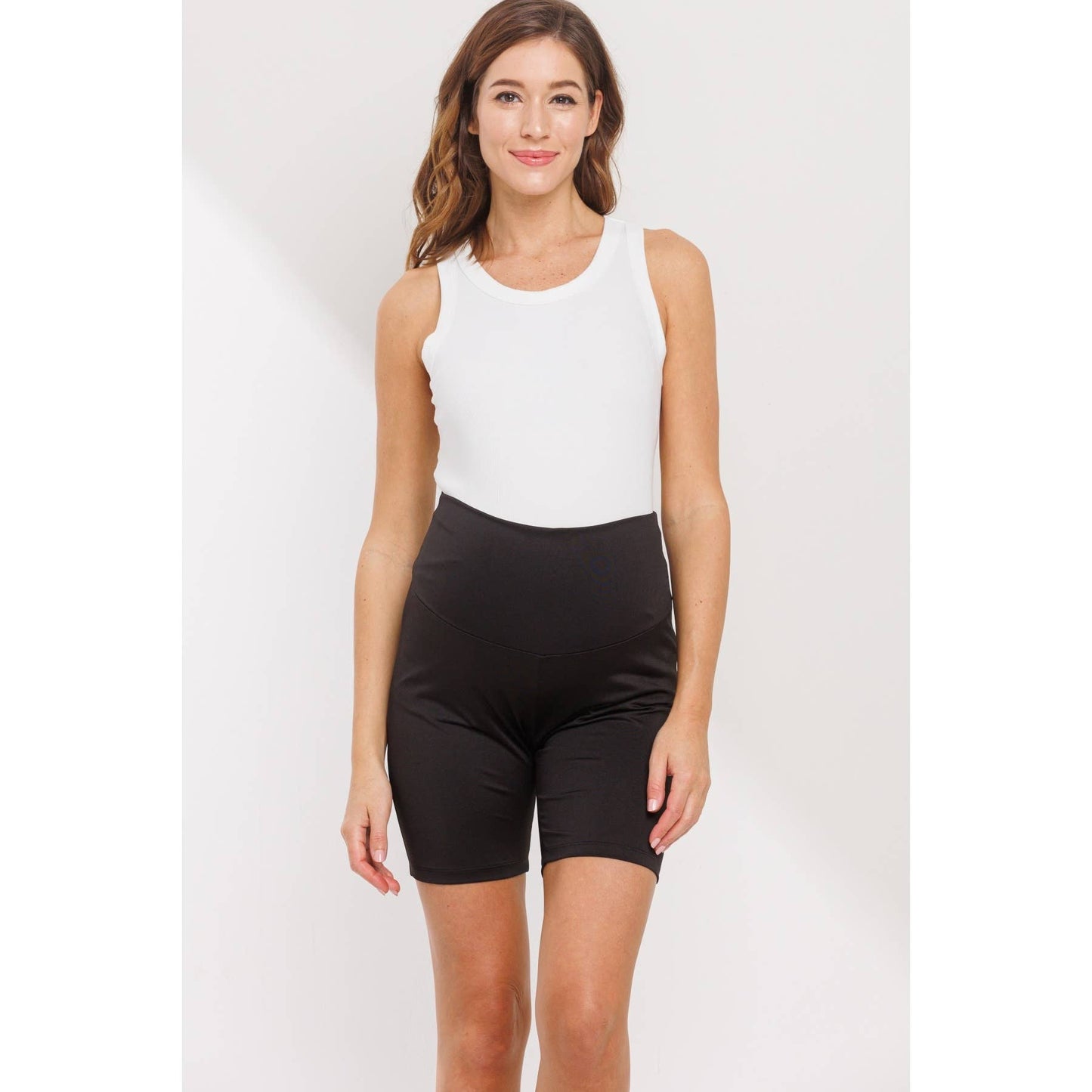 Over the Belly Solid Maternity Biker Shorts