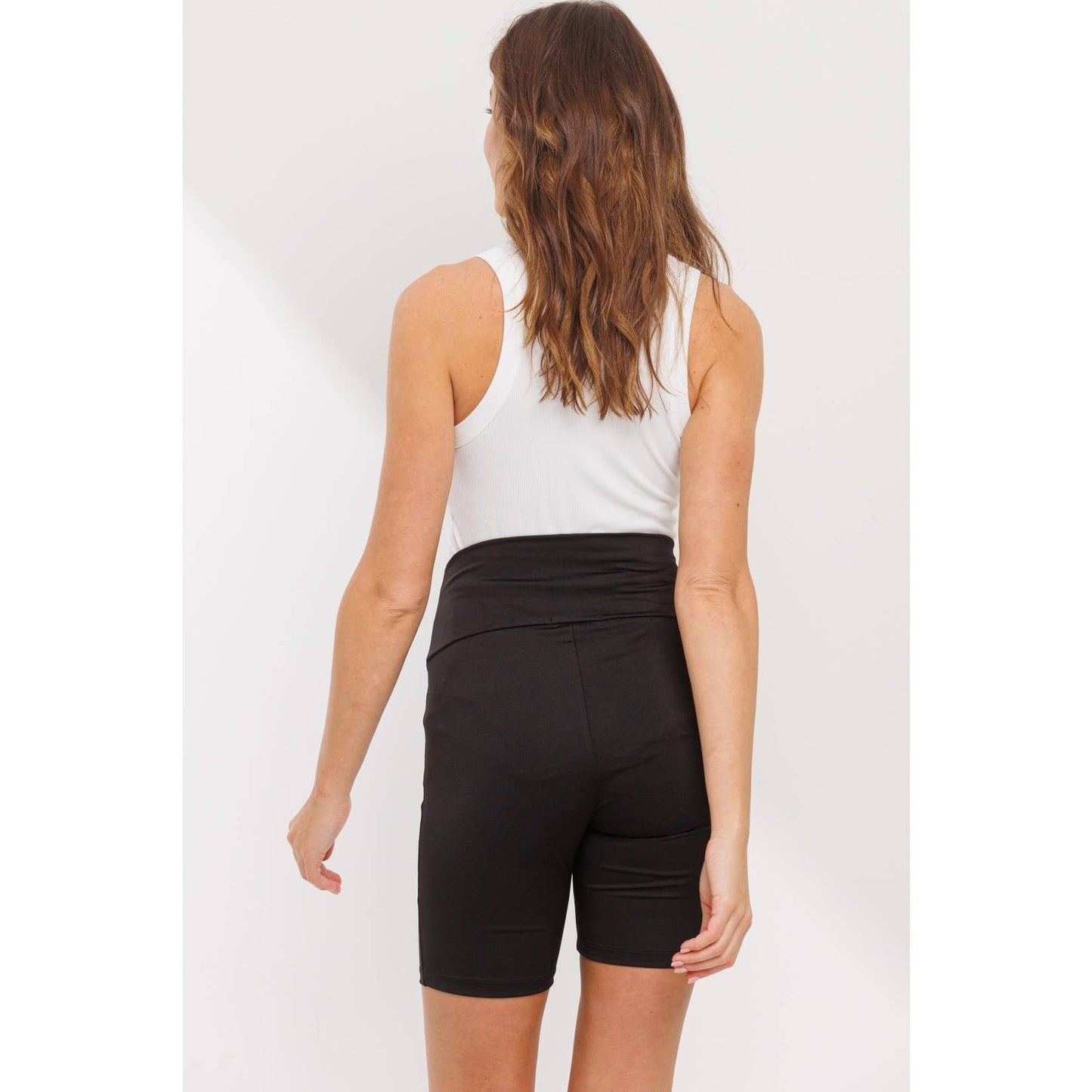 Over the Belly Solid Maternity Biker Shorts