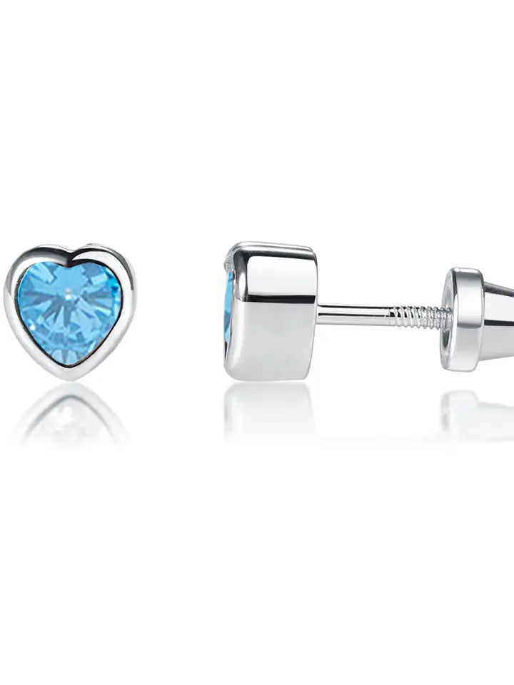 Sterling Silver Birthstone Heart Earrings Baby & Children