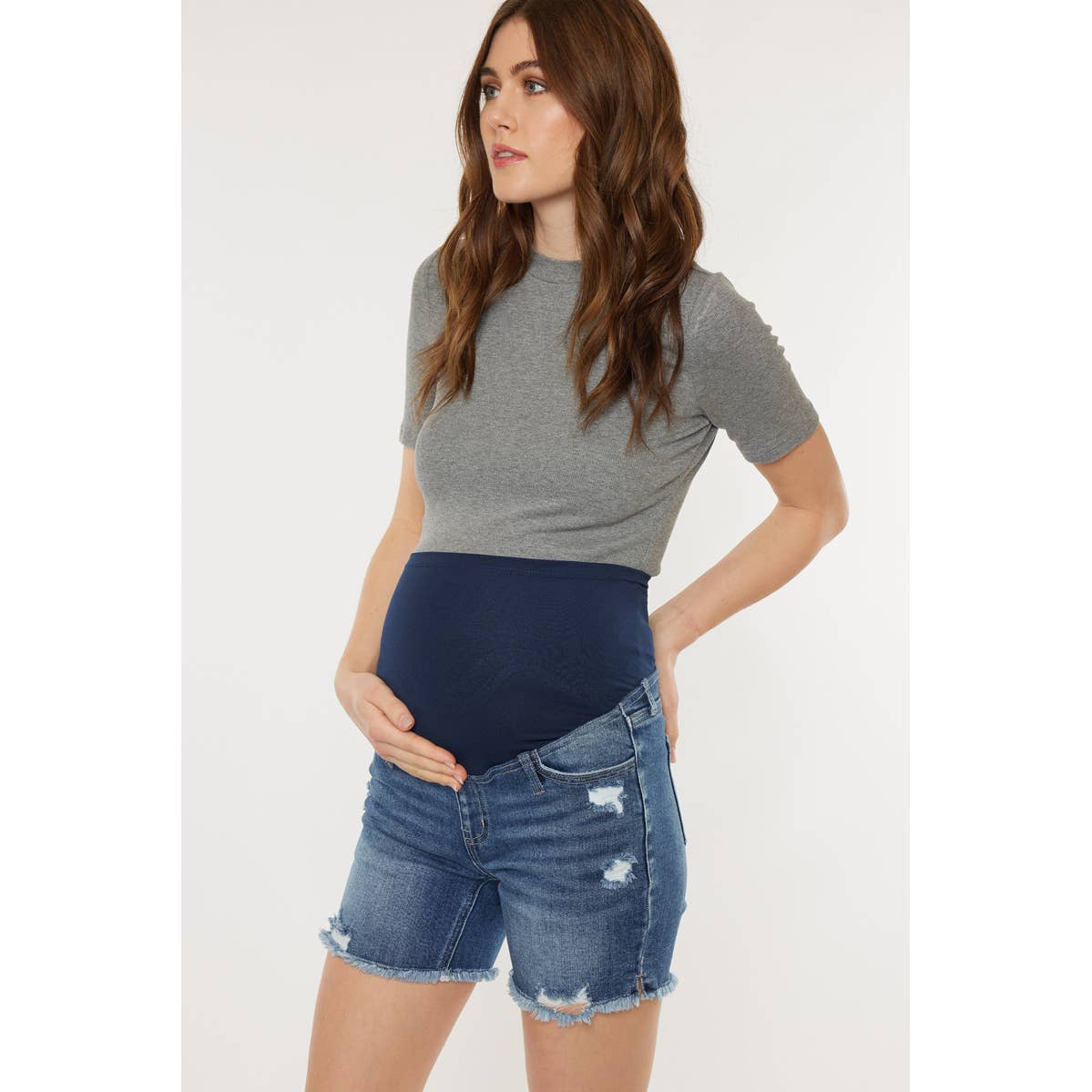 MATERNITY FULL BAND DENIM SHORT