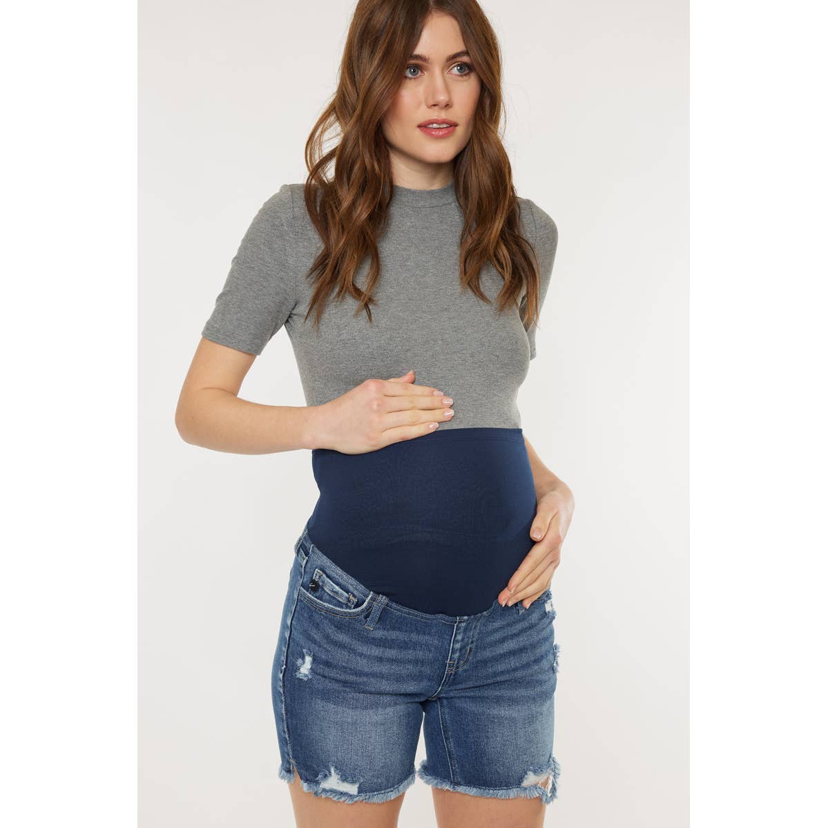 MATERNITY FULL BAND DENIM SHORT