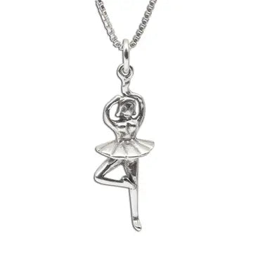 Girls Silver Ballerina Necklace Nutcracker Dance Jewelry