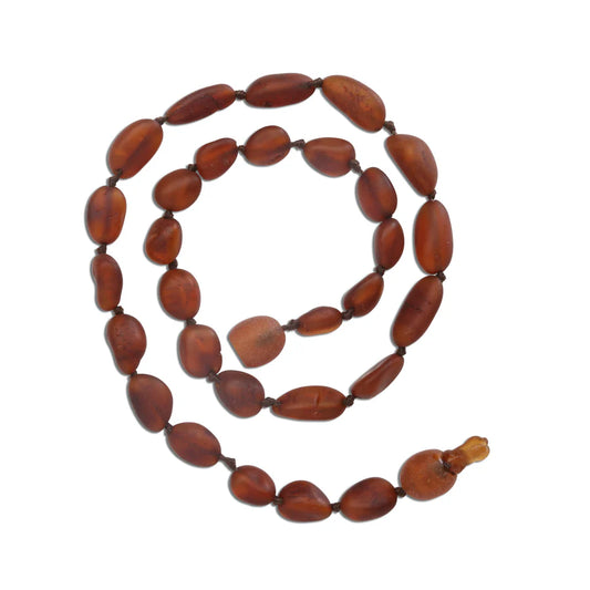 Amber Teething Necklace for Teething Babies or Toddlers (Dark Cognac)