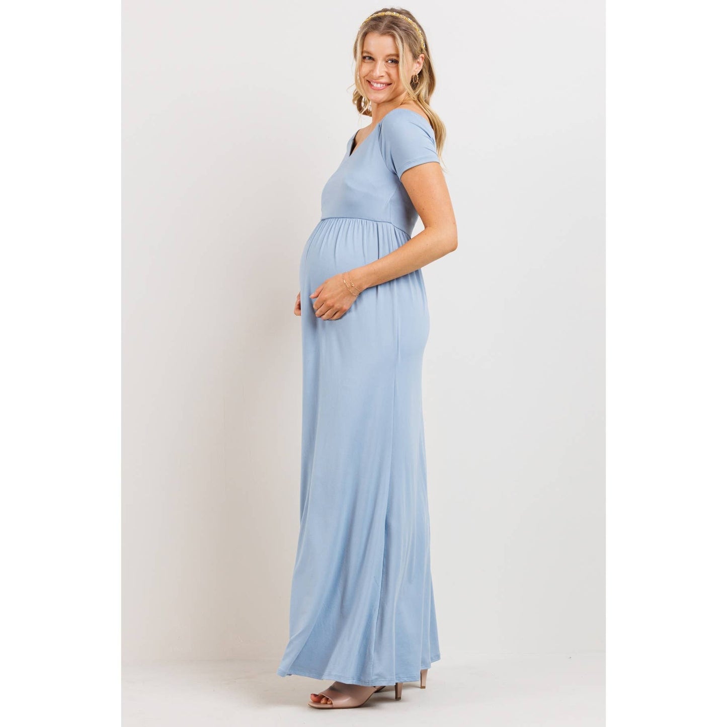 Off Shoulder Surplice Maternity Nursing Maxi Dress