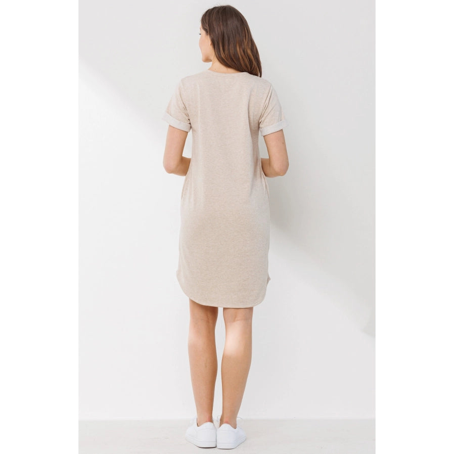 Crew Neck T-Shirt Maternity Dress with Pockets