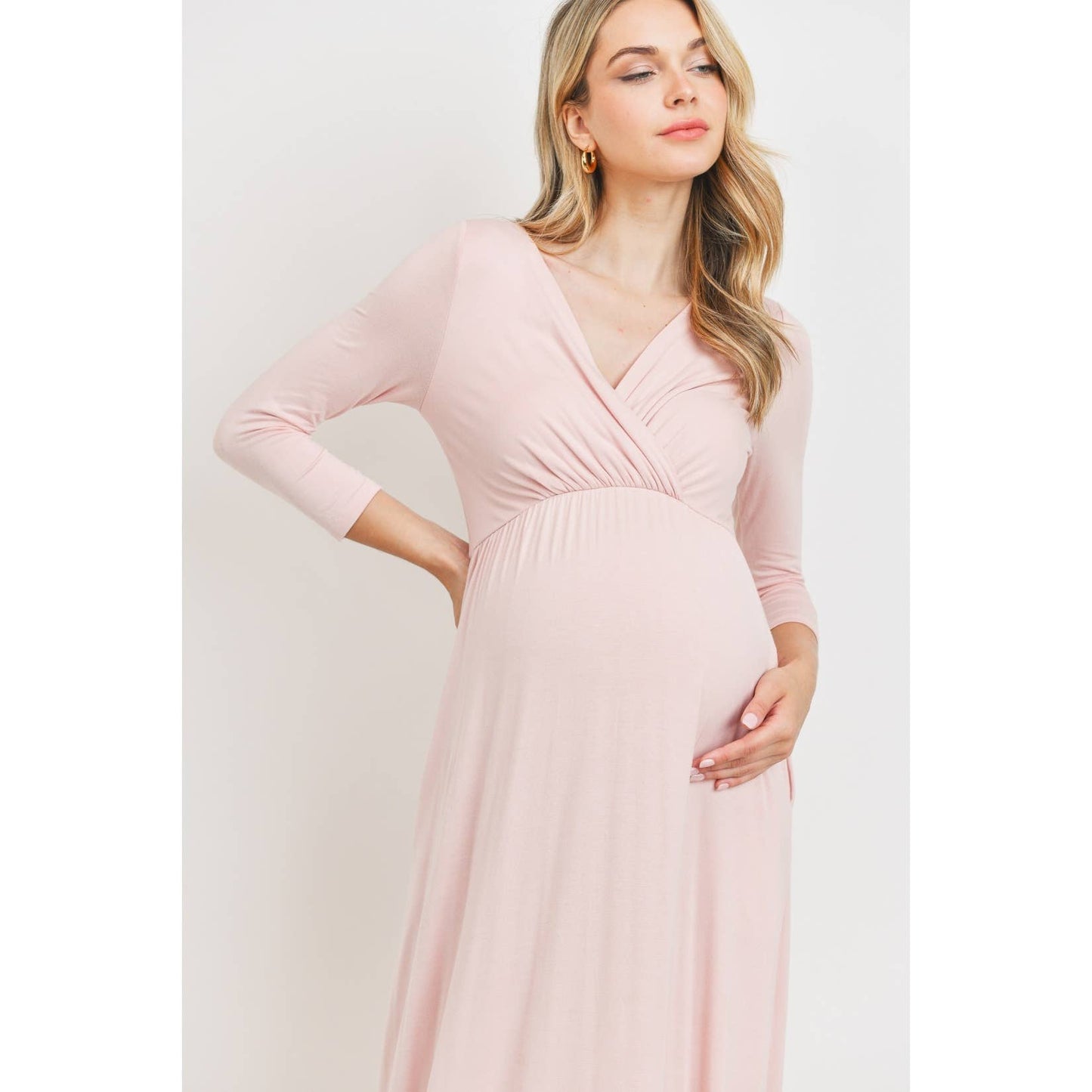 Surplice Maternity Nursing Maxi Dress with Pockets