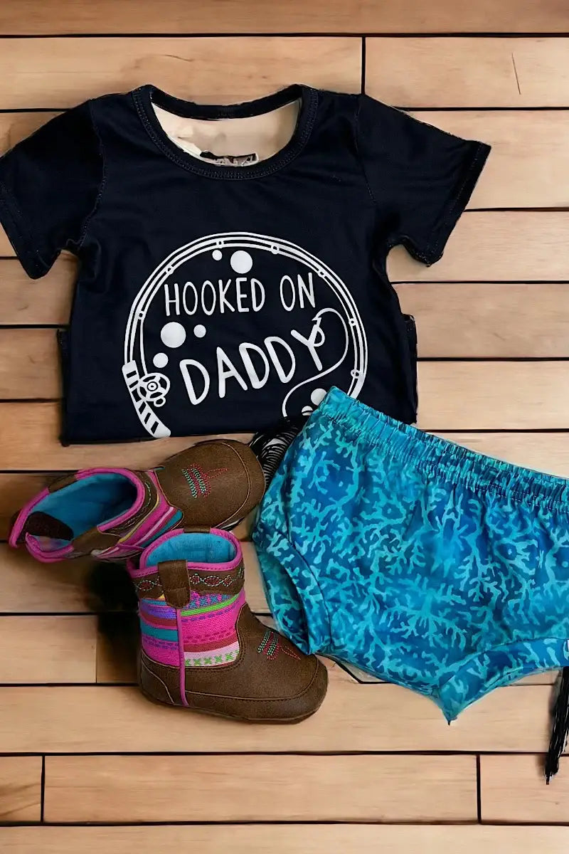 HOOKED ON DADDY" BLACK TEE W/ BABY BLOOMERS