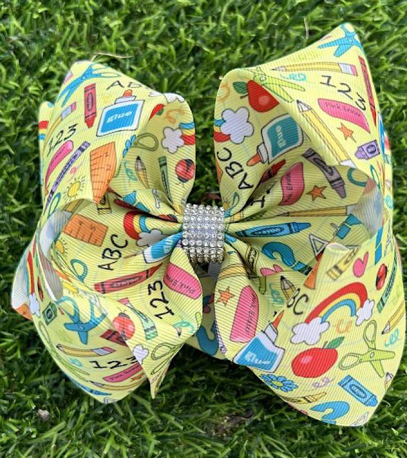 🎒 BACK TO SCHOOL DOUBLE LAYER HAIR BOWS.