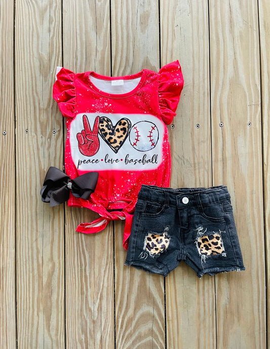 Bowtism Peace Love Baseball Shorts Set