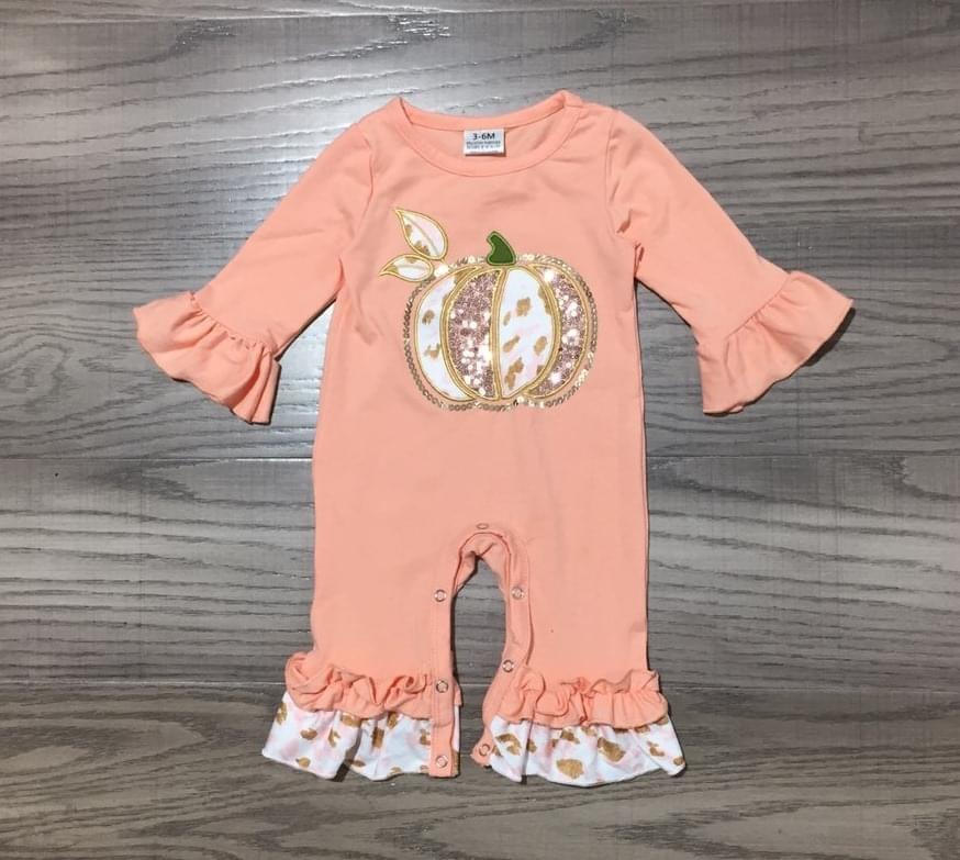 peach pumpkin rompers