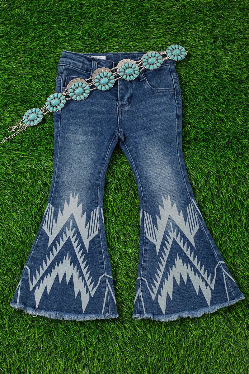 AZTEC PRINTED BOOTCUT DENIM JEANS