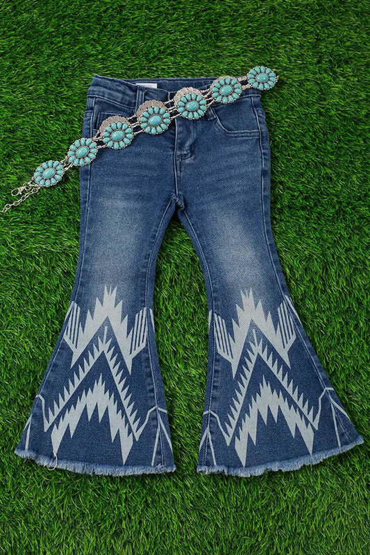 AZTEC PRINTED BOOTCUT DENIM JEANS